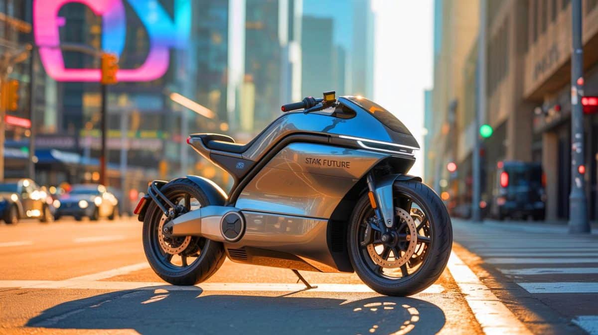 Illustration of Stark Future's innovative electric street bike design.
