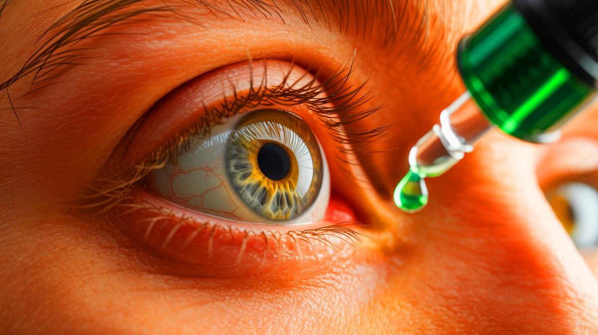 Illustration of VIZZ eye drops approved by the FDA for presbyopia treatment.