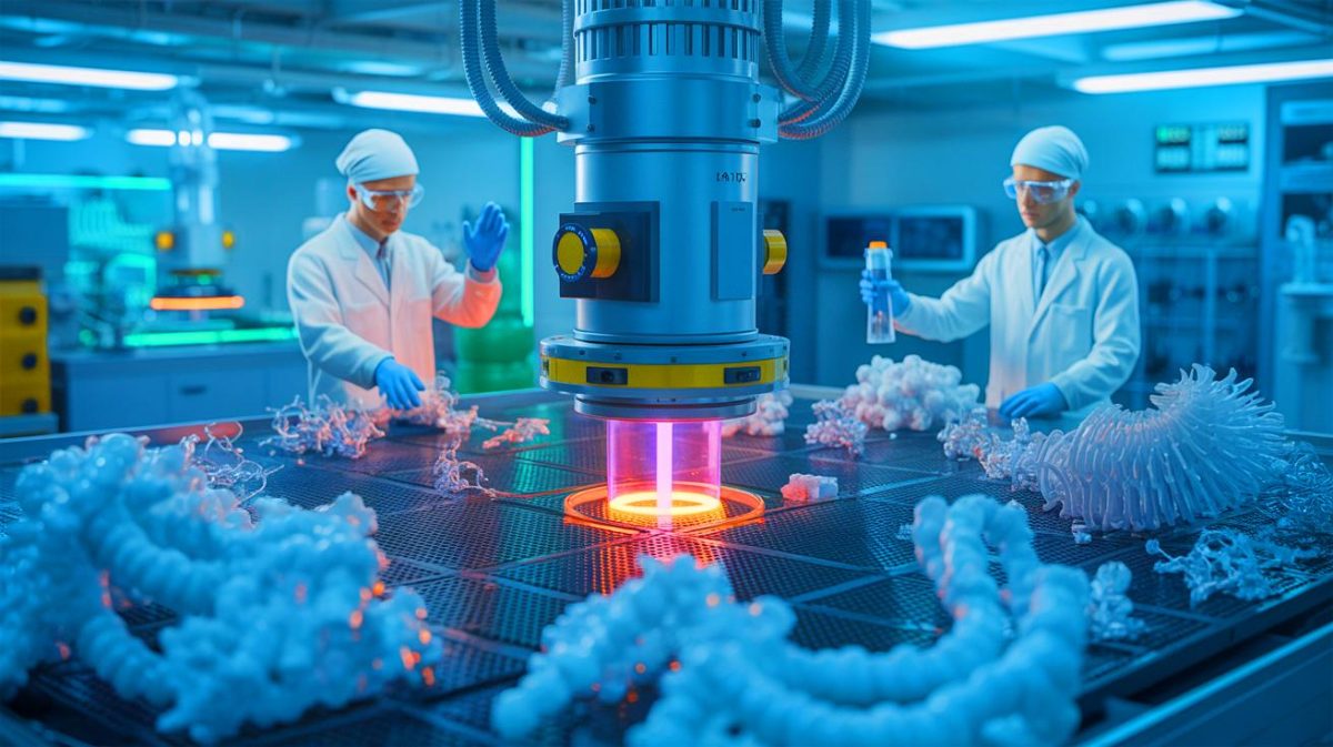 Is This Revolutionary Teflon Recycling Method Truly “100% Efficient” or Just Another Eco-Friendly Pipe Dream? Illustration of the innovative electron beam process for recycling Teflon with 100% efficiency.