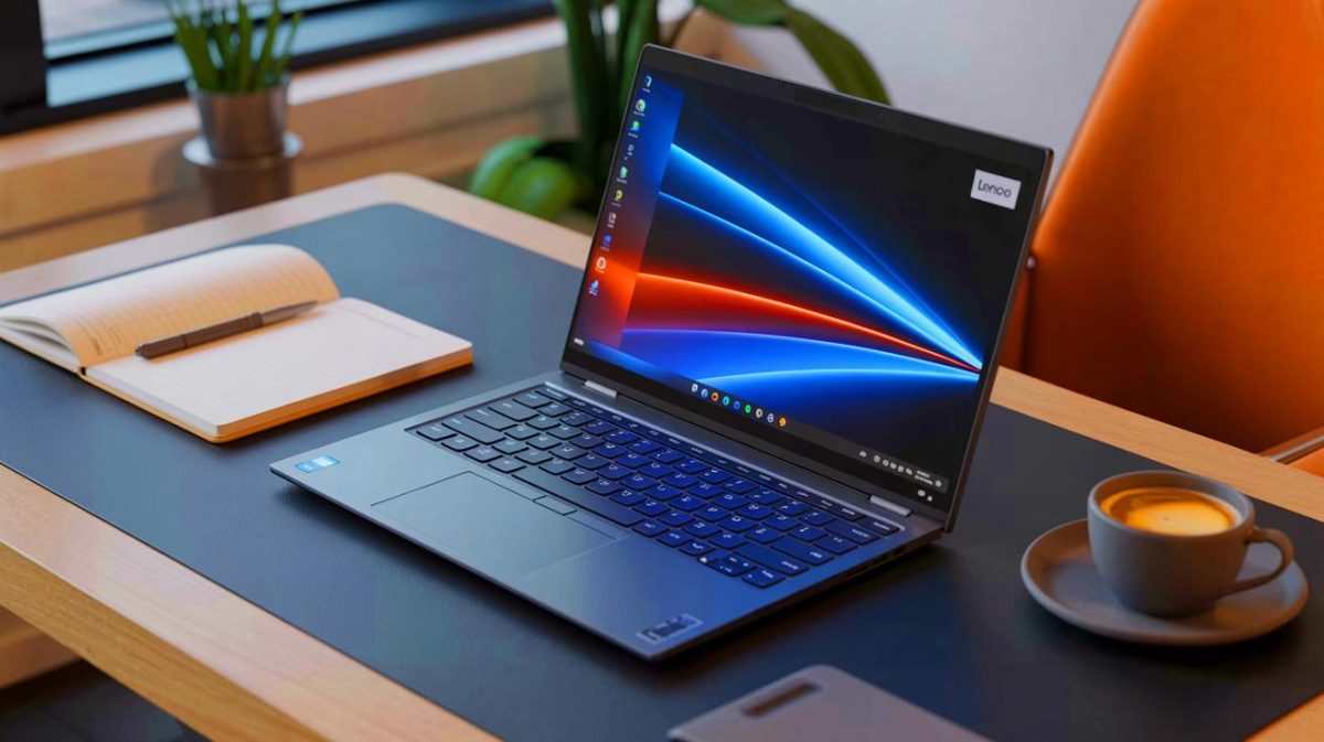Illustration of Lenovo's ThinkBook Plus Gen 6 Rollable with its expanded rollable display.