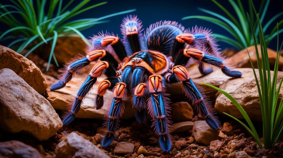 Illustration of a newly discovered Satyrex tarantula with elongated sperm-delivery arms.