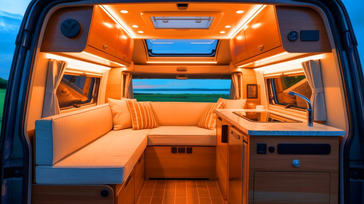 Robeta Mobil Ananya Sprinter Glamper Van Shocks World: “Ultimate Luxury on Wheels” Says Industry Expert Illustration of the luxurious interior design of the Robeta Ananya glampervan.