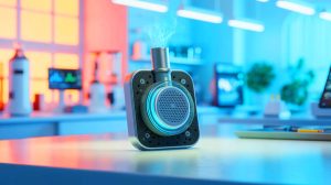 Illustration of a breath-based sensor developed by Penn State researchers for non-invasive diabetes diagnosis.