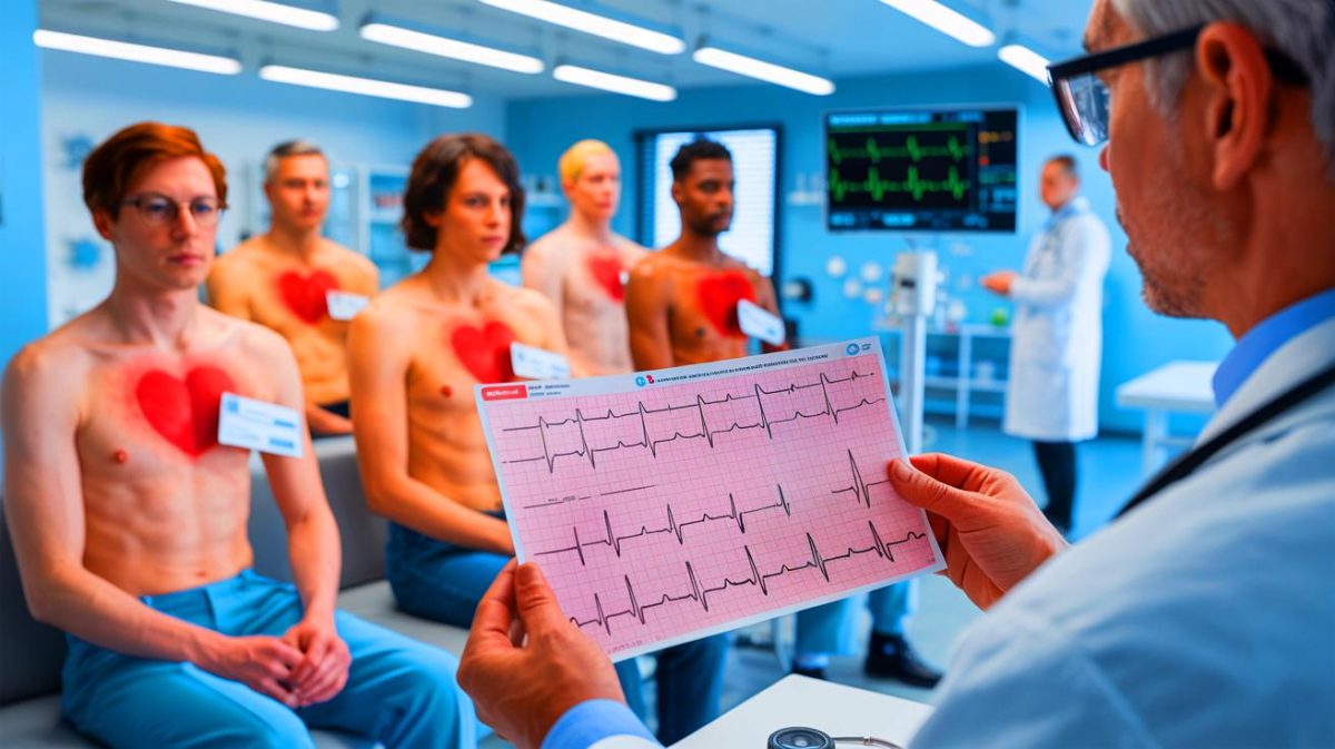Illustration of the heart's electrical activity changes due to gender-affirming hormone therapy.