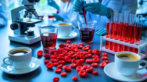 Illustration of caffeine's impact on red blood cell quality in blood transfusions.
