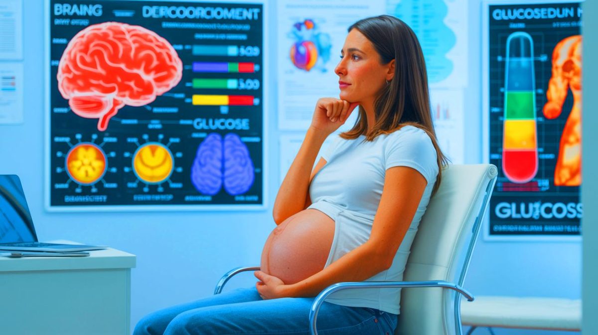 Illustration of the association between gestational diabetes and neurodevelopmental disorders in children.