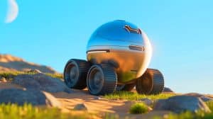 Illustration of spherical robots designed by Texas A&M researchers for navigating rough terrains.