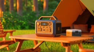 Illustration of the Bluetti Elite 100 V2 power station in a compact, portable design.