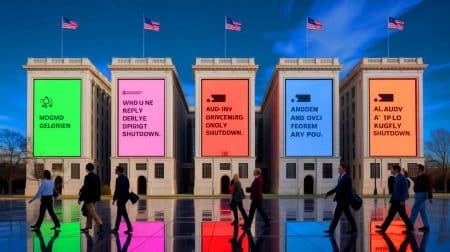 Illustration of partisan language used in government communications during the shutdown.
