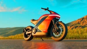 Illustration of the Verge TS Pro electric motorcycle showcasing its hubless design and advanced features.